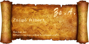 Zsigó Albert névjegykártya